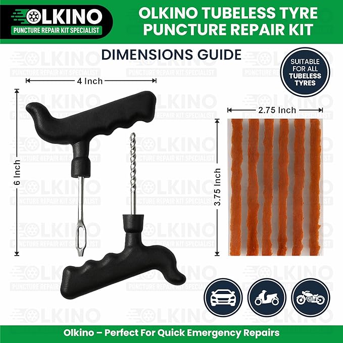 Tubeless Tyre Puncture Repair Kit for Cars & Bikes