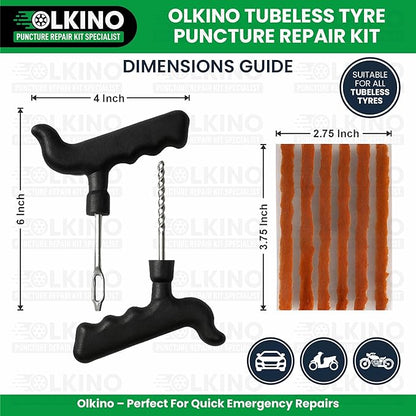 Tubeless Tyre Puncture Repair Kit for Cars & Bikes