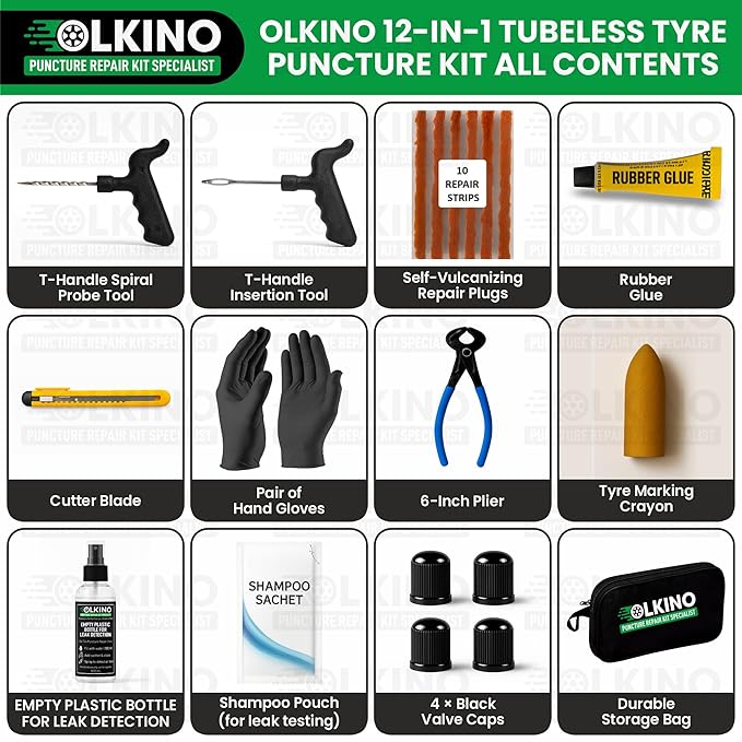 Tubeless Tyre Puncture Repair Kit for Cars & Bikes