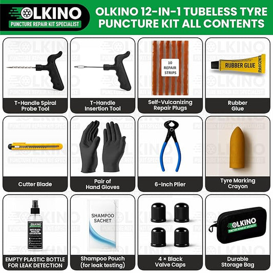 Tubeless Tyre Puncture Repair Kit for Cars & Bikes