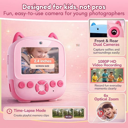 Instant Camera for Kids with Print Digital Camera with Thermal Printing